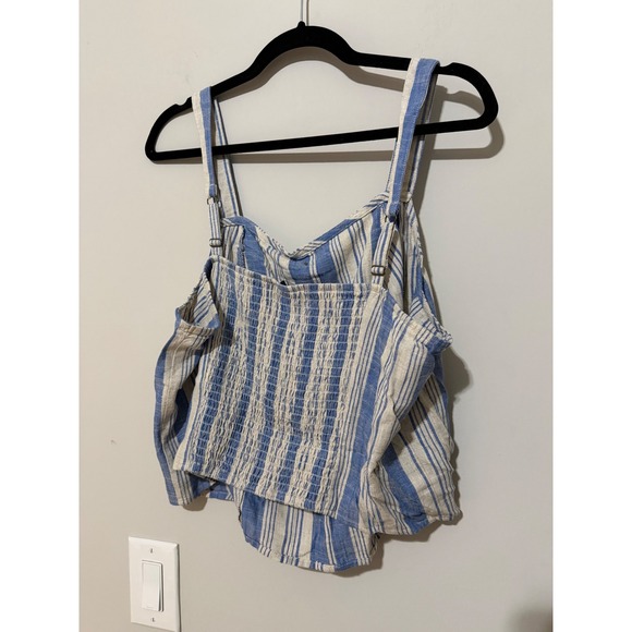 Torrid BlueWhite Stripe Smocked Button Front Crop Camisole TankTop Womens2X - Picture 4 of 4